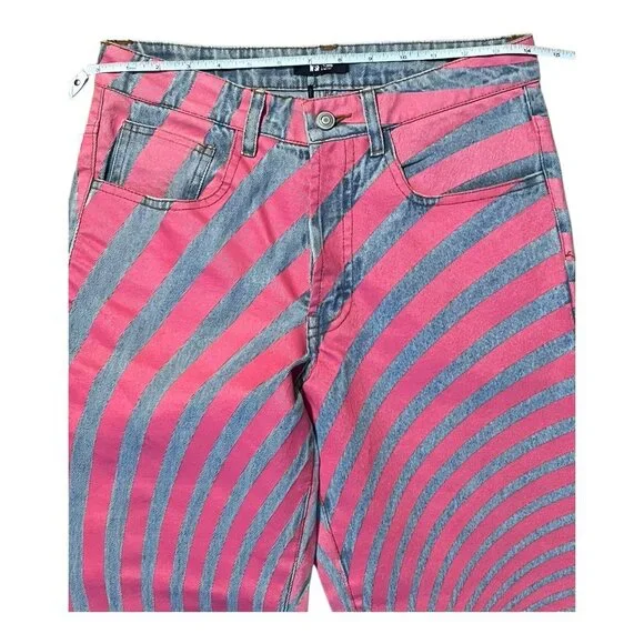 MSFTSrep Jaden Smith Straight Leg Logo Print Jeans Blue Pink Swirl Size 28 - Picture 8 of 13